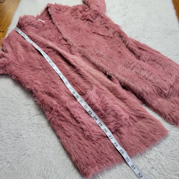 Free People Cozy Faux Fur Teddy Cardigan Women's Small Oversized Rose Pink - Picture 9 of 9